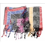 Silk Pashmina Stole / Scarf in Multicolor in Strip Design for Unisex Size 70*30